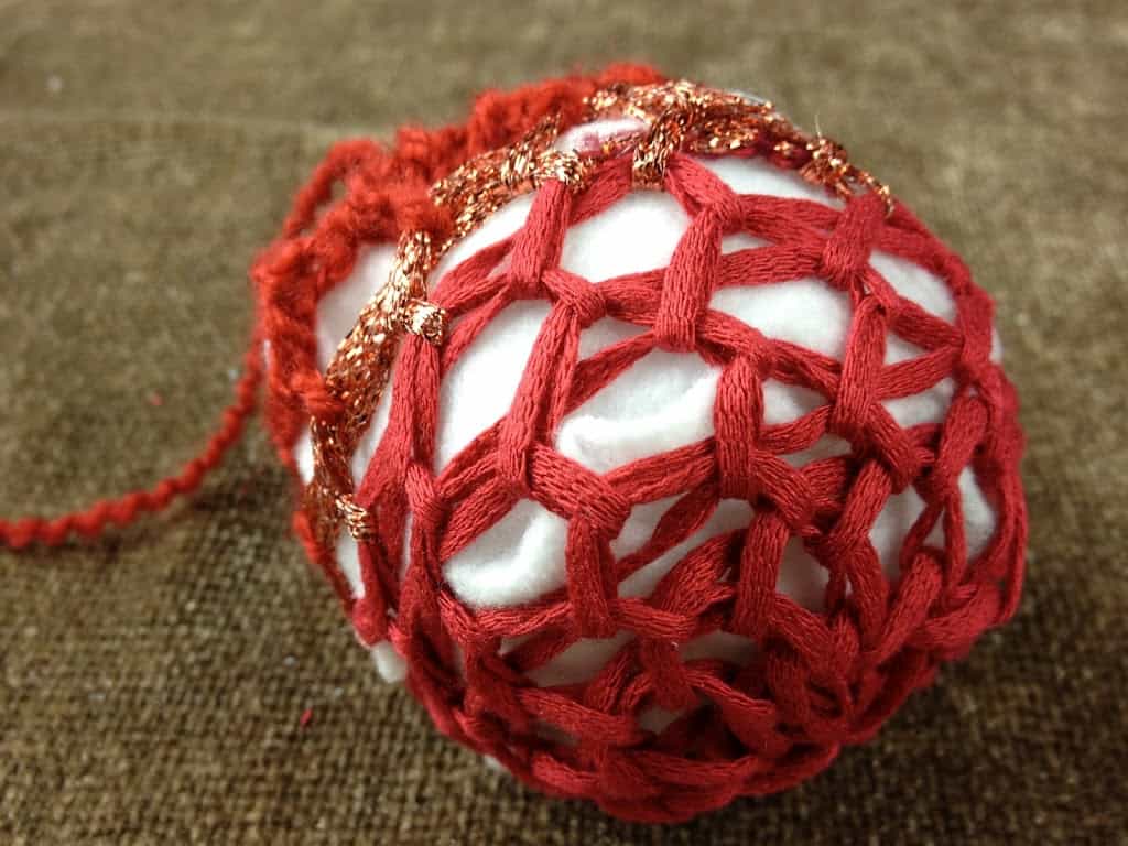 Loom Knit Decorative Ball or Ornament for the Holiday