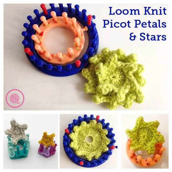 loom knitting pretty picot flowers and stars