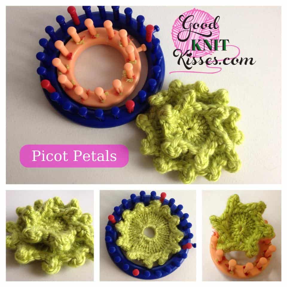 Virtual Loom Along and Challenge – loom knit picot flower