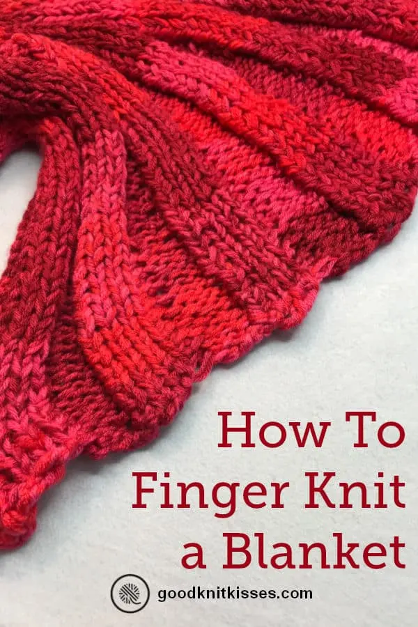Finger knit a blanket pin image