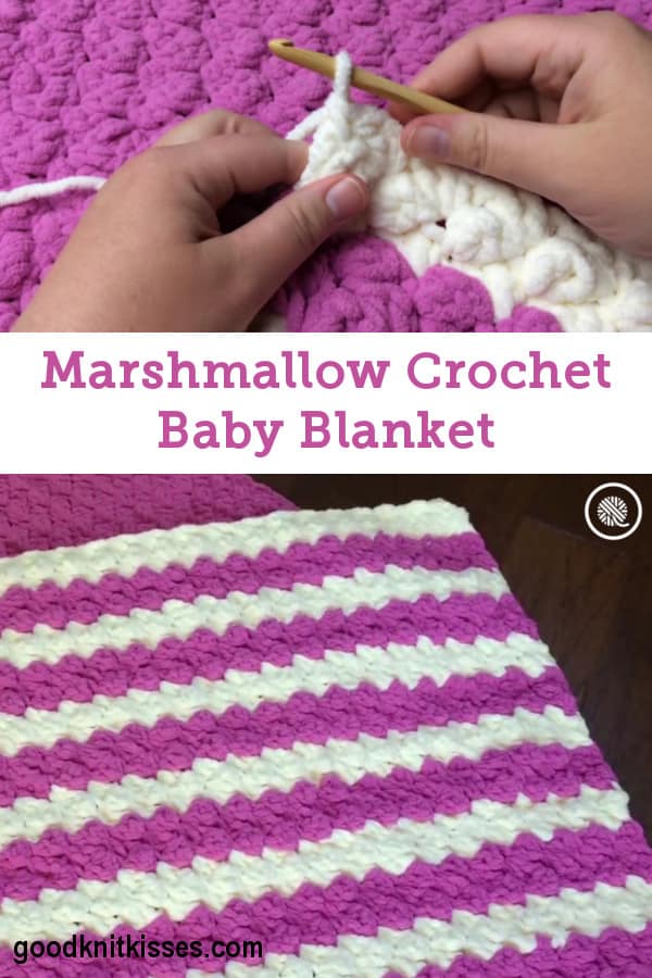 Pink and white Marshmallow Crochet Baby Blanket Pin