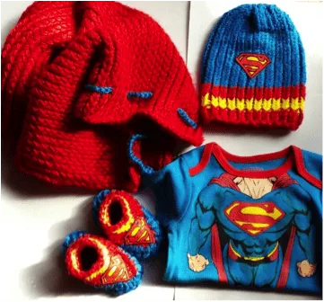 Loom Knit Superman Cape, Hat and Booties