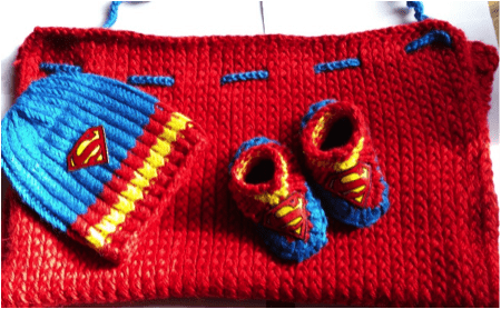 Loom Knit Superman Cape, Hat and Booties