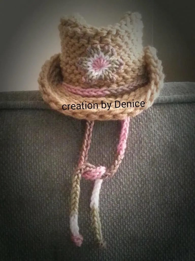 Loom Knit Cowboy Hat with quick knit flower