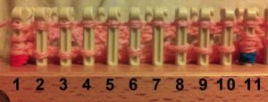 After step 15; pegs 1 & 11 have 4 loops; pegs 5 & 7 have 1 loop; all remaining pegs have 2 loops