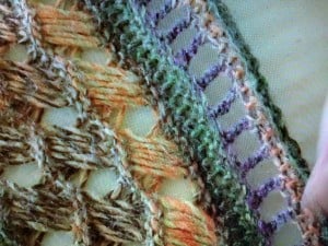 chain lace stitch between diamond lace stitch before indian cross stitch by Kristen Mangus on Chic Retreat Cowl