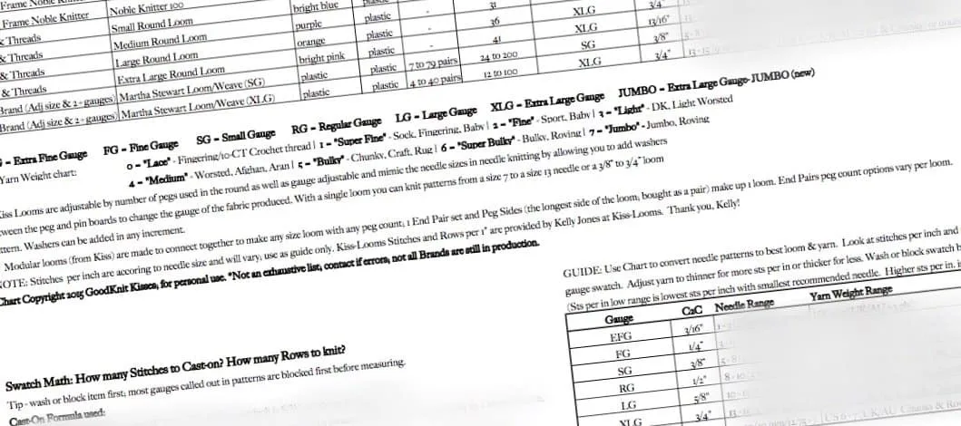 10 Handy Loom Knitting Charts
