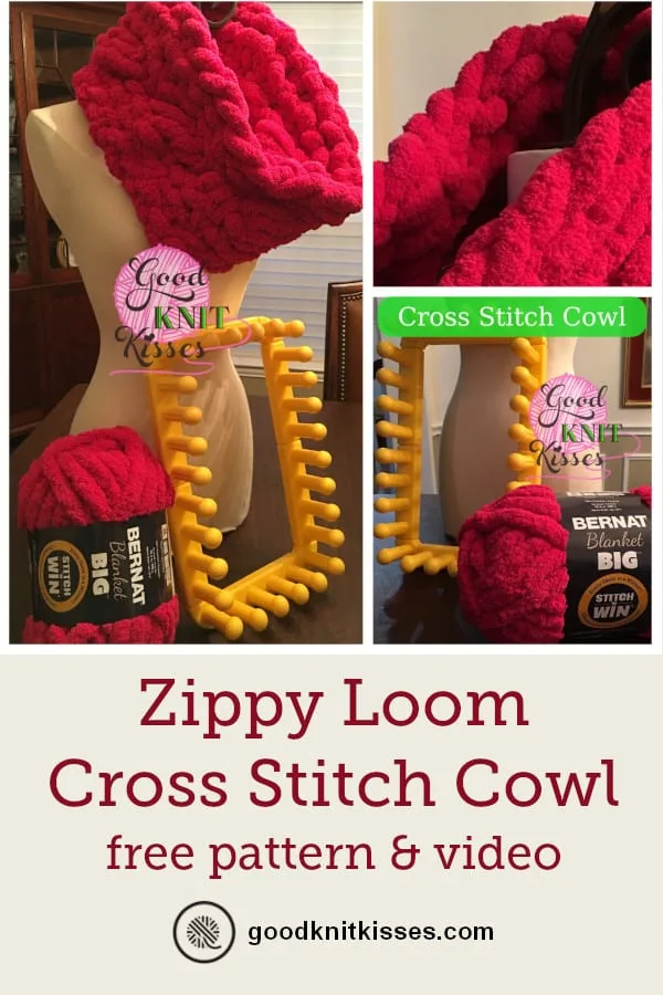 Zippy Loom Cross Stitch Cowl PIN Image