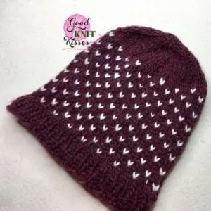 Learn to knit 2-color Fair Isle with this cozy alpaca blend hat. https://www.goodknitkisses.com/fair-isle-knit-hat/ #goodknitkisses #fairisleknit #knittingpattern #freepattern #knithat