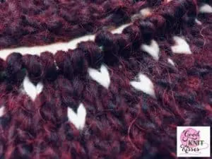 Learn to knit 2-color Fair Isle with this cozy alpaca blend hat. https://www.goodknitkisses.com/fair-isle-knit-hat/ #goodknitkisses #fairisleknit #knittingpattern #freepattern #knithat