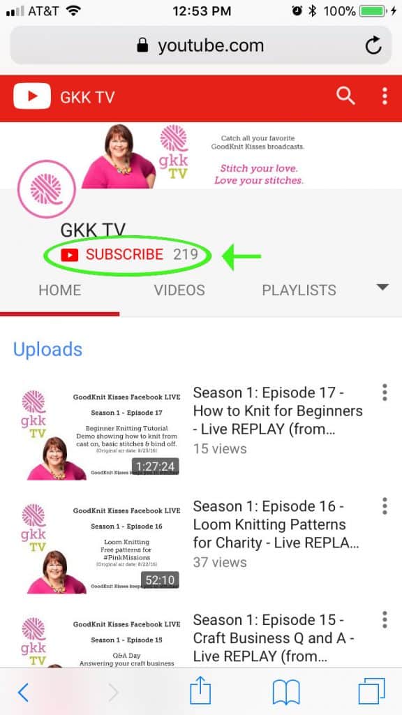 Subscribe to GKK TV today to binge watch your favorite GoodKnit Kisses Facebook live broadcasts.   https://www.goodknitkisses.com/gkk-tv/ #goodknitkisses #gkktv #knitflix #stitchflix