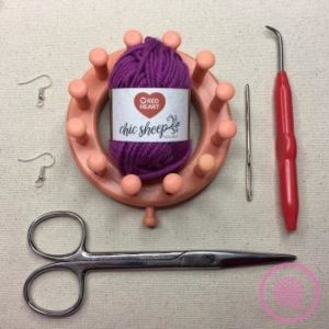 Easy Loom Knit Flower Earrings supplies shown