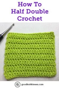 how to crochet the half double crochet stitch PIN image