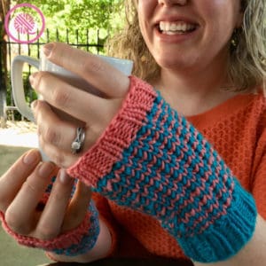 Chic Fingerless Mitts woman holding coffee cup