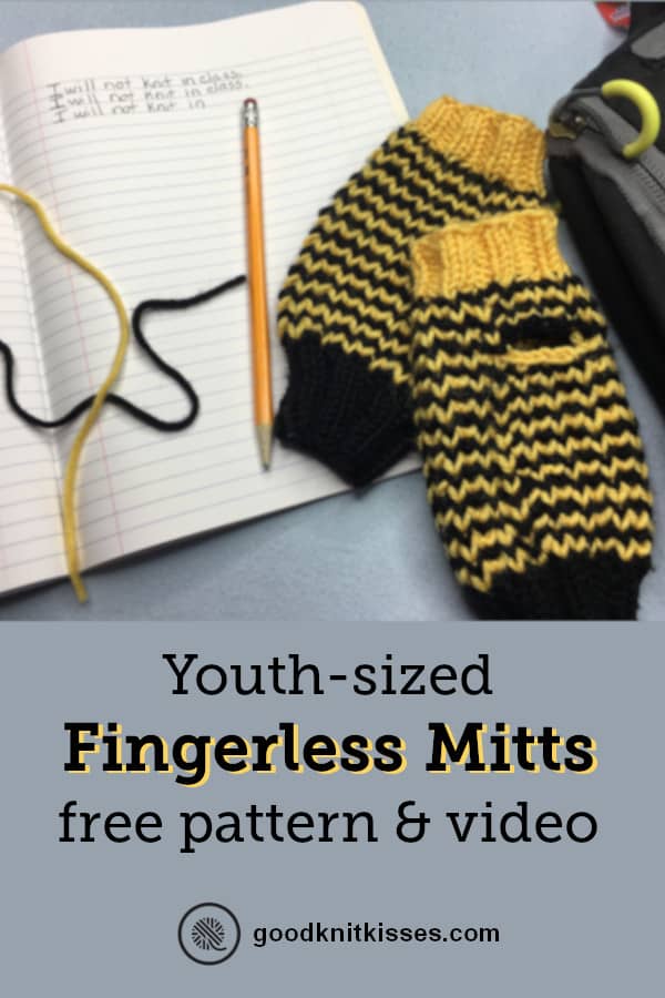 Youth Fingerless Mitts Pattern Pin Image