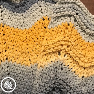 Finger Knit Chevron Blanket in two stitch patterns