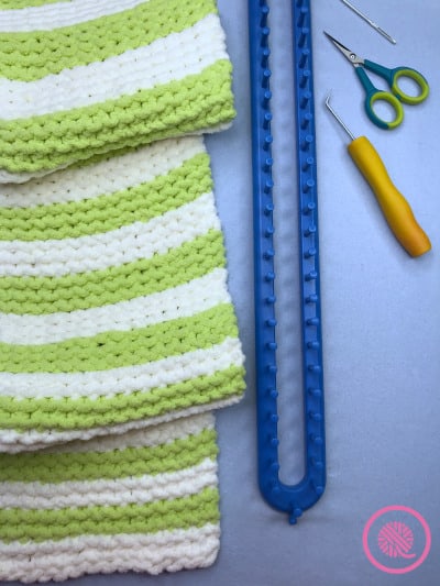 loom knit garter stitch cowl materials