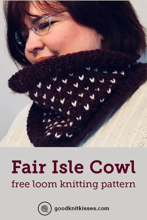 Fair Isle Loom Knit Cowl PIN image
