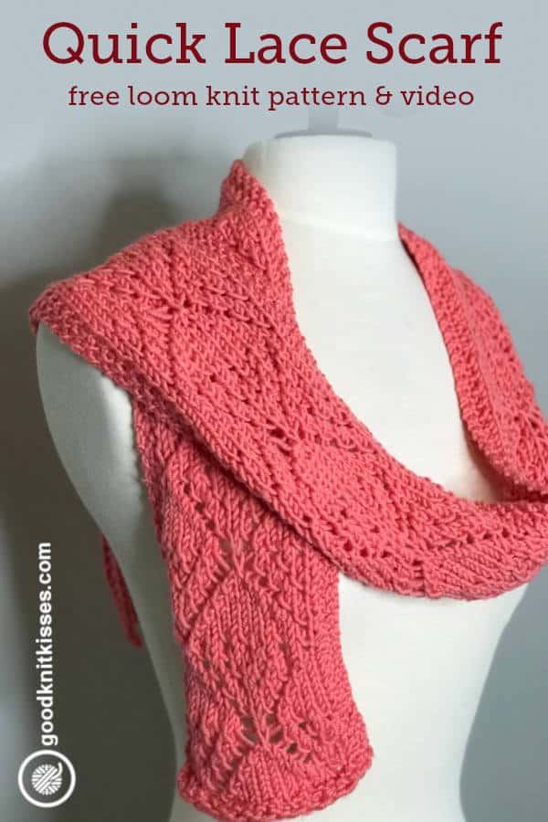 Loom Knit Quick Lack Scarf on mannequin PIN image