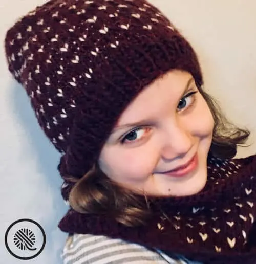 Fair Isle Loom Knit Cowl and Hat picture