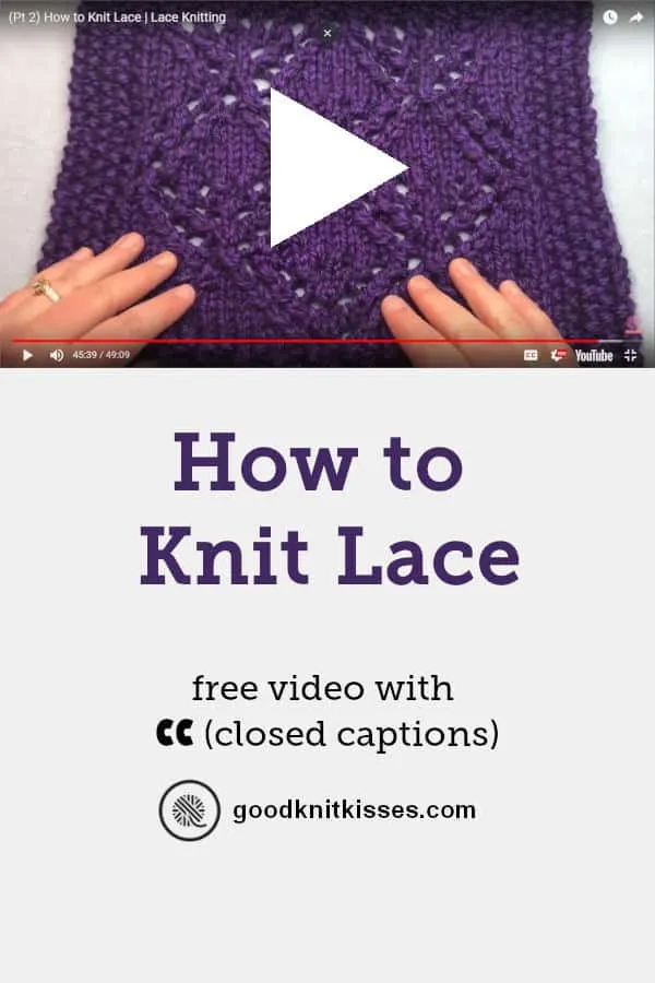How to Knit Lace Video Tutorial Pin