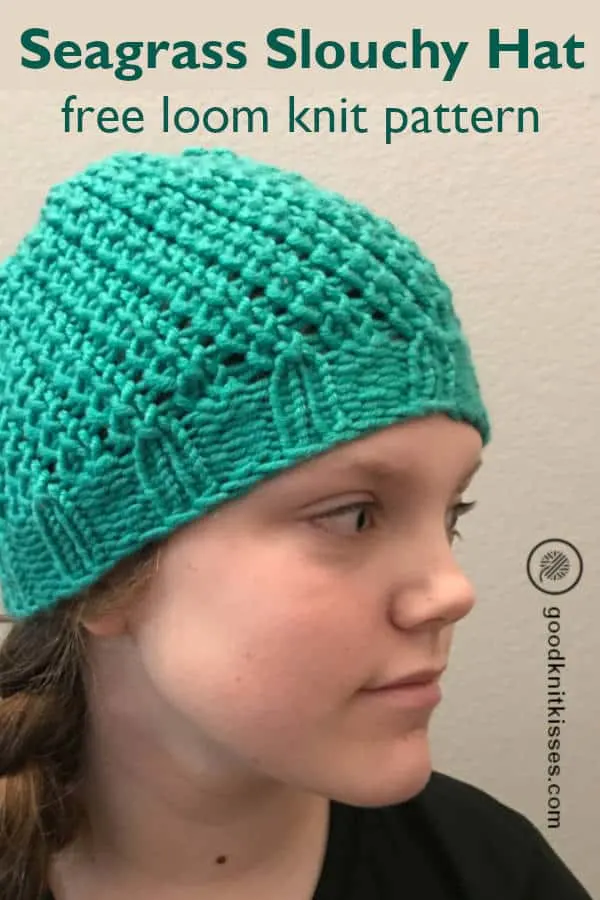 loom knit seagrass slouchy hat pin image