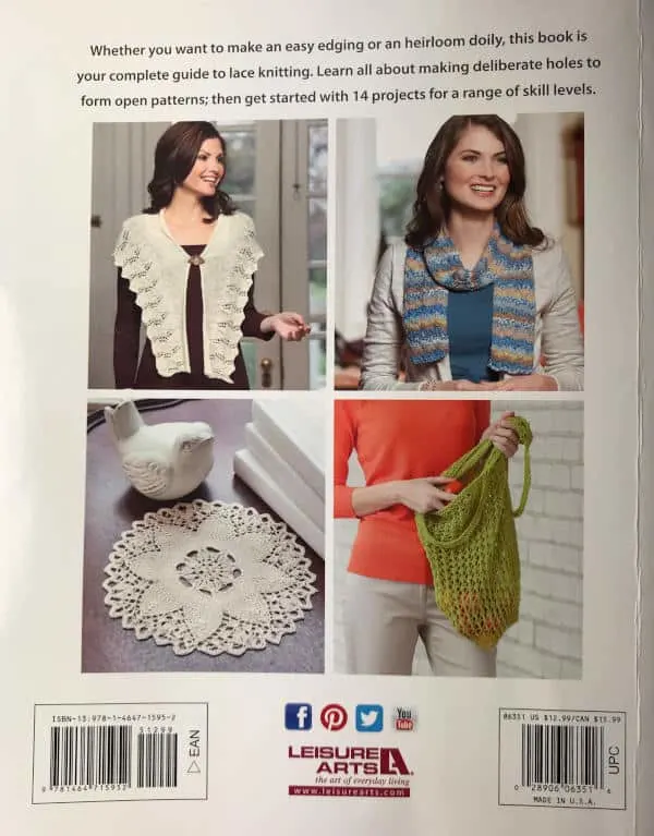 Back Cover Beginner's Guide to Lace Knitting book giveaway