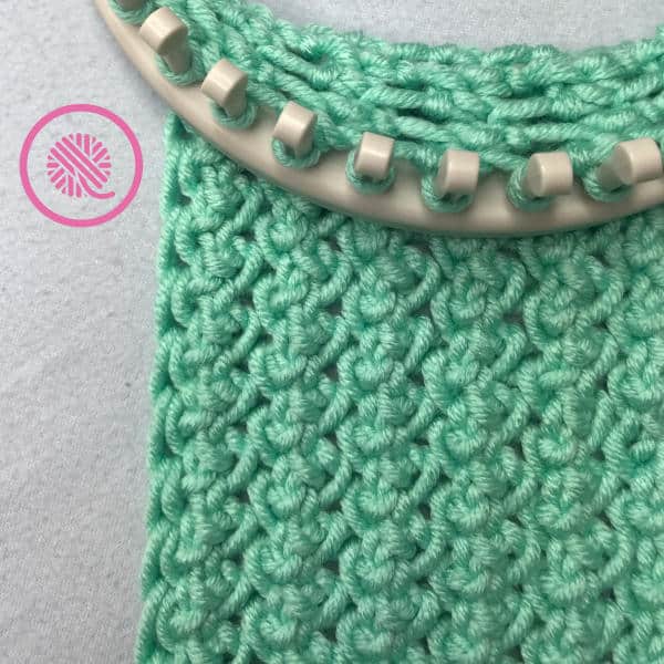 loom knit sisal cowl progress picture