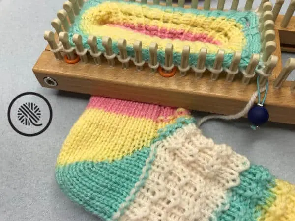 loom knit socks that fit sock in progress