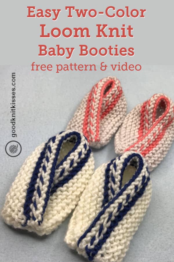 colorful loom knit baby booties pin image