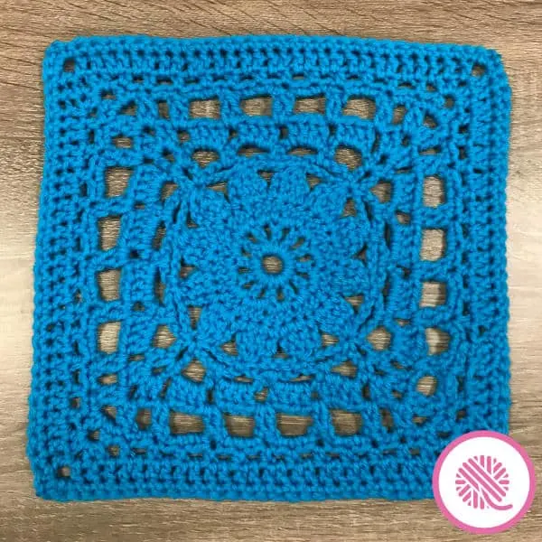 colorful crochet afghan square - solid blue