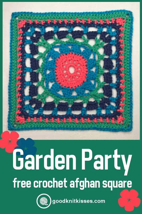 colorful crochet afghan square - Garden Party Afghan Square PIN Image