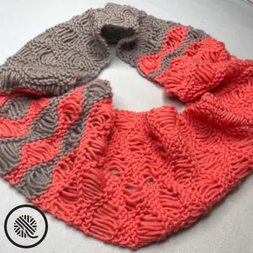 needle knit coral breezes infinity scarf finished scarf