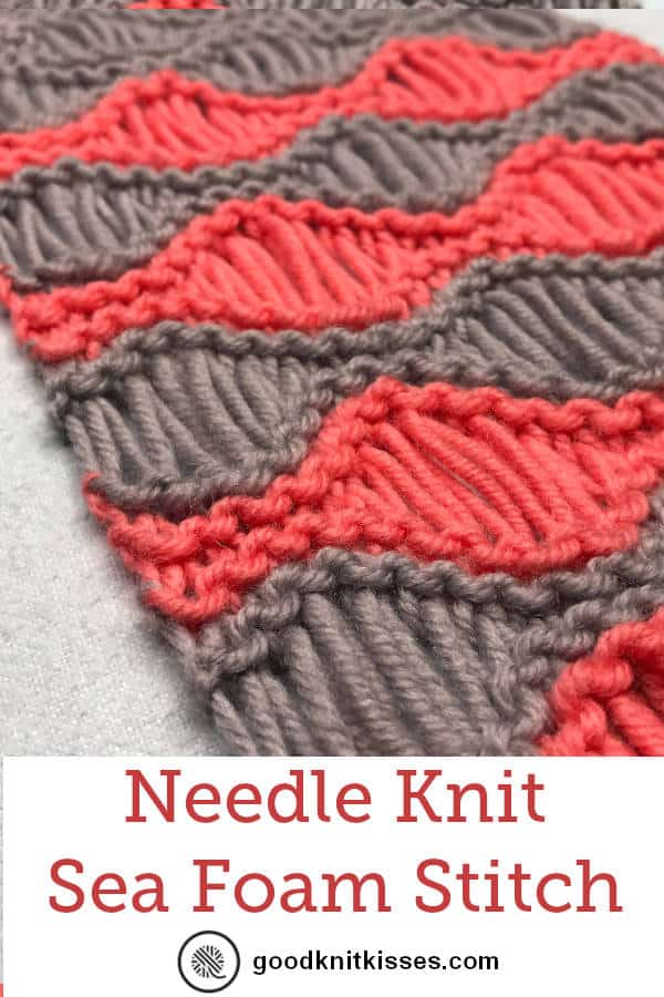 needle knit sea foam stitch pin image
