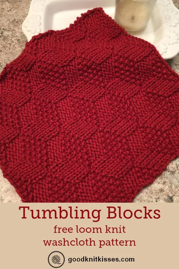 loom knit tumbling moss blocks washcloth pin image