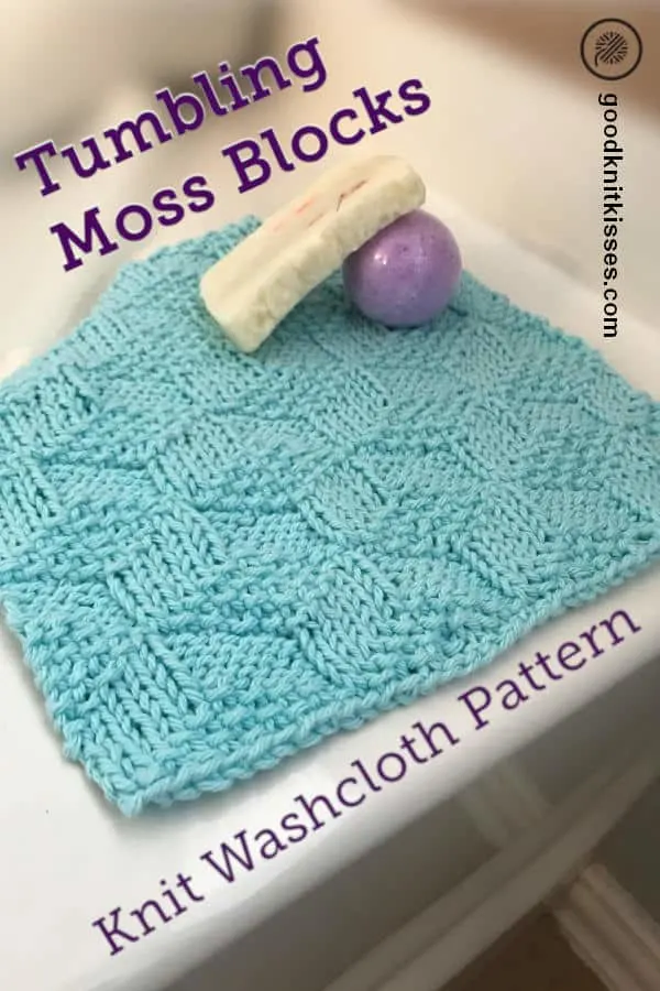 knit tumbling moss blocks washcloth pattern pin image