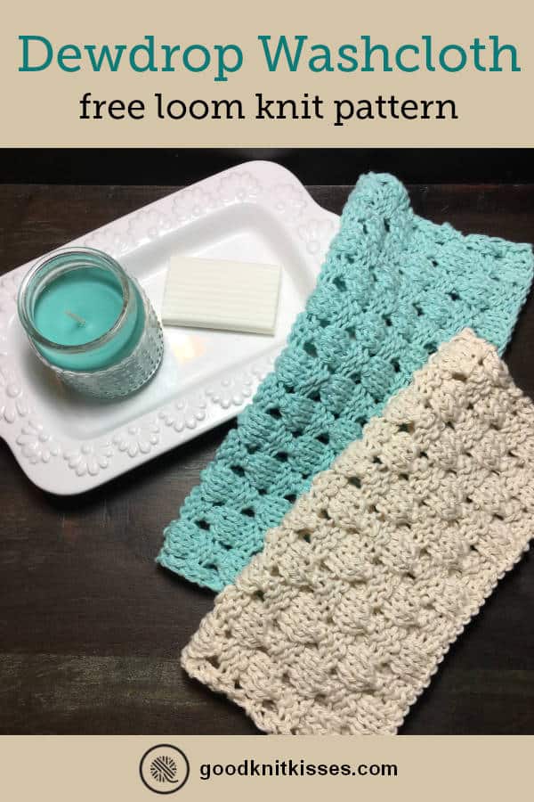 loom knit dewdrop washcloth pin image