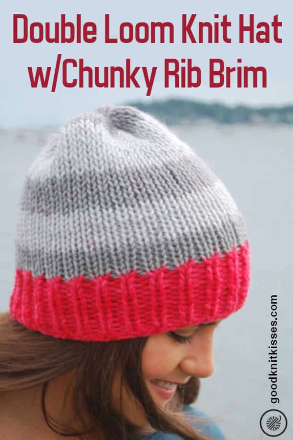 double loom knit chunky rib brim hat pin image