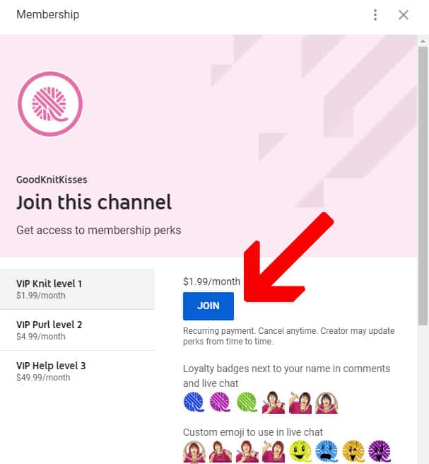 goodknit kisses youtube memberships