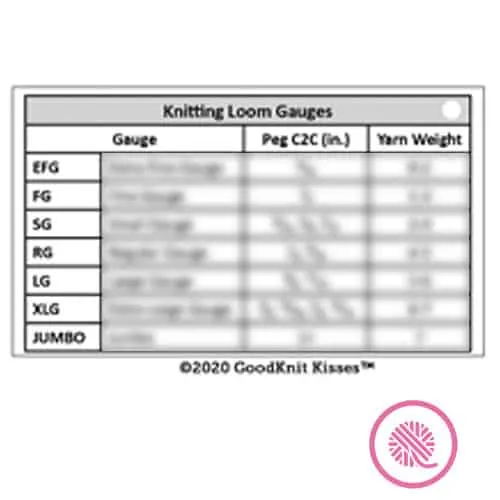 Knitting Loom Gauge Reference Card