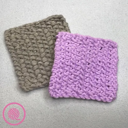easy seed stitch patterns for loom knitters finished coaster in grey and purple