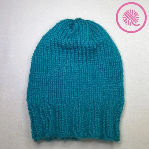 loom knit basic beanie finished project