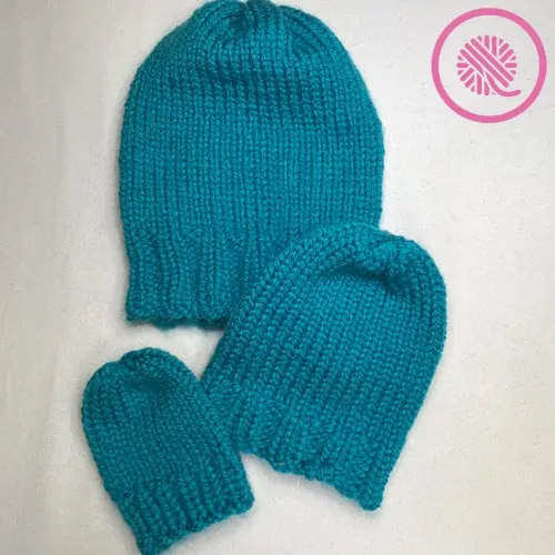loom knit basic beanie finished hats in 3 sizes