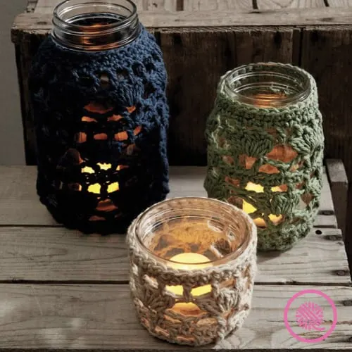 jar cozie crochet pattern with candles