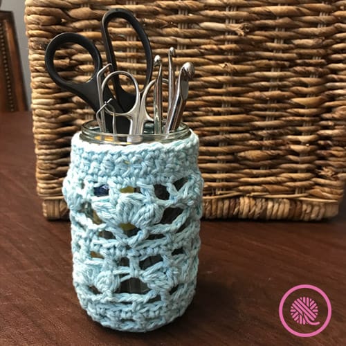 jar cozie crochet pattern jar with crochet hooks