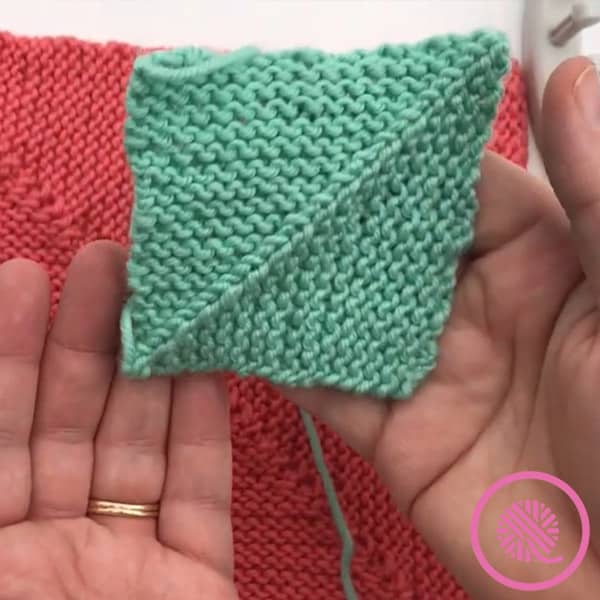 loom knit mitered square fail kite-shaped