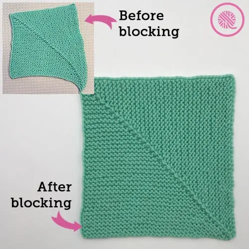 Square shown before and after blocking