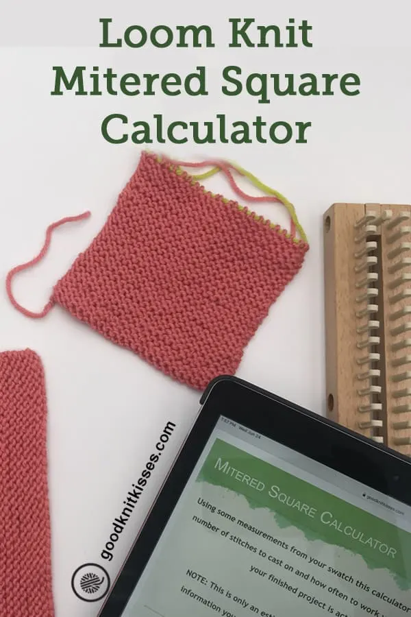 loom knit mitered square calculator pin image