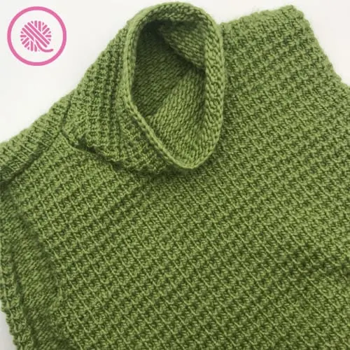 easy going loom knit sweater with cowl collar