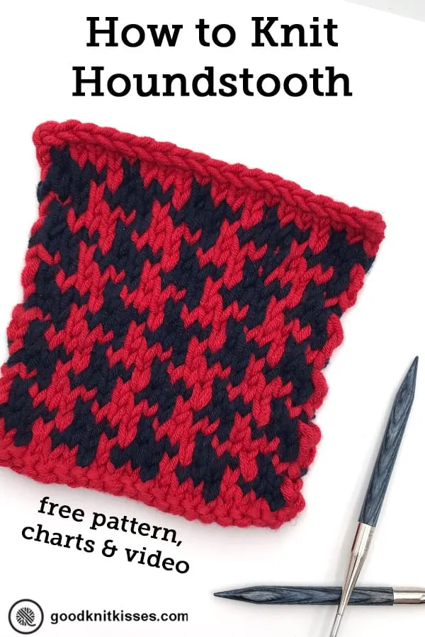 how to knit houndsooth pin image square with needles